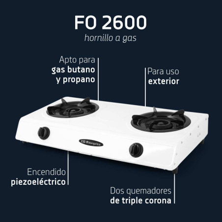HORNILLO ORBEGOZO FO 2600 2FUEGOS GAS TRIPLE CORONOA 71X14X39