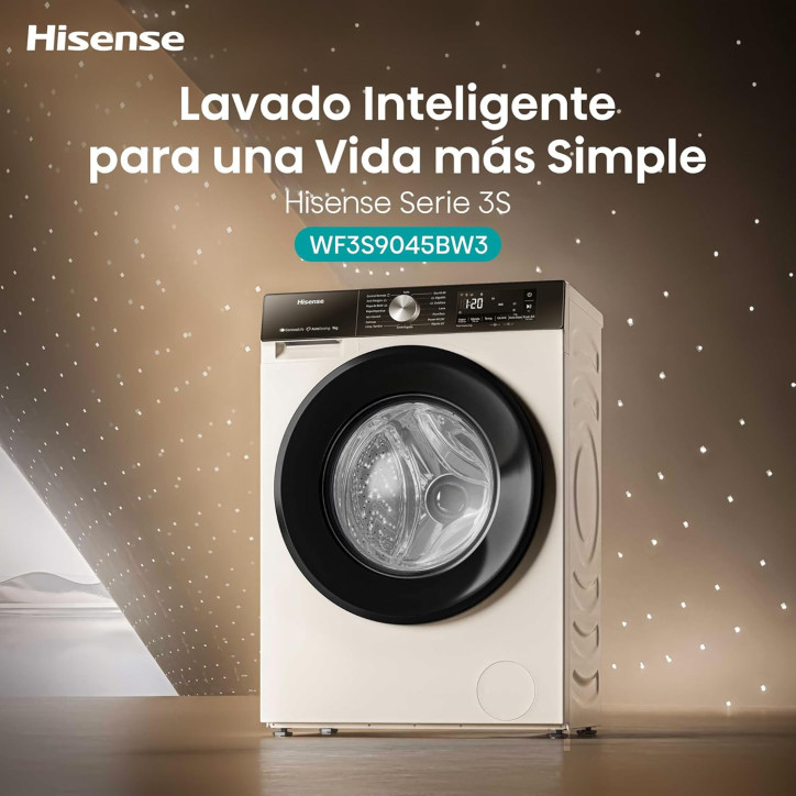 LAVADORA HISENSE WF3S9043BW3 9KG 1400RPM CLASE  A  FUNCION VAPOR